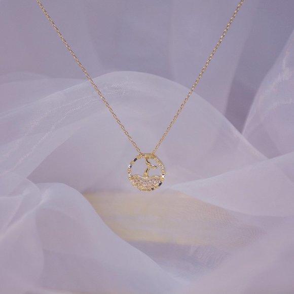 NEW 14K Gold Plated Diamond Mermaid Necklace a - Picture 9 of 11
